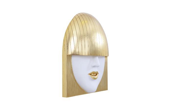 Fashion Faces Wall Art, Large, Smile, White and Gold Leaf - Maison Vogue
