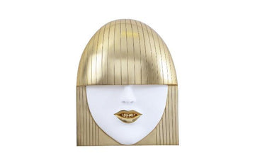 Fashion Faces Wall Art, Large, Smile, White and Gold Leaf - Maison Vogue