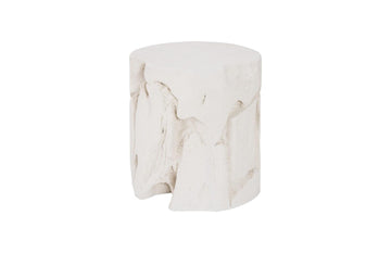 Slice Round White Stone Stool - Maison Vogue