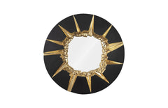 Circular Cracked Black and Gold Mirror - Maison Vogue