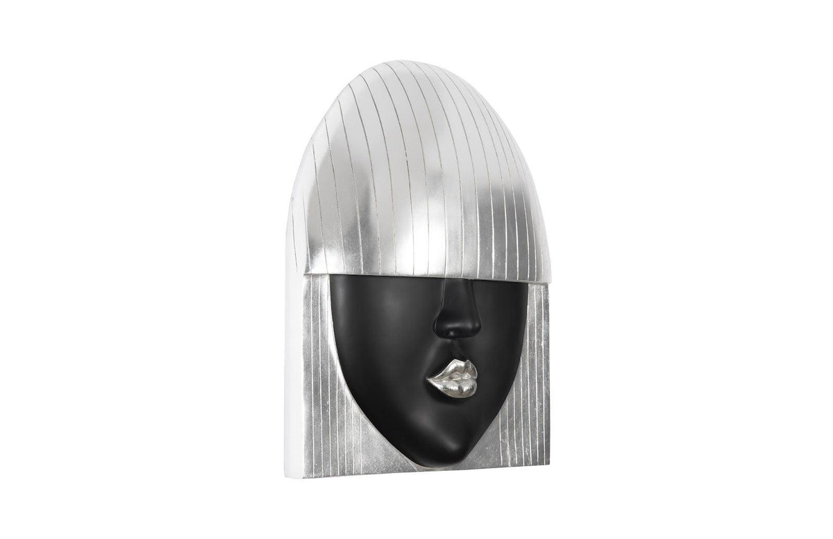 Fashion Faces Large Kiss Black and Silver Wall Art - Maison Vogue