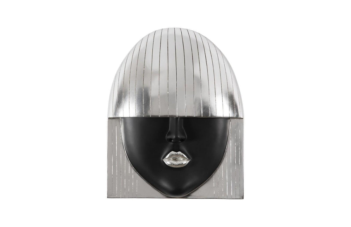 Fashion Faces Large Kiss Black and Silver Wall Art - Maison Vogue