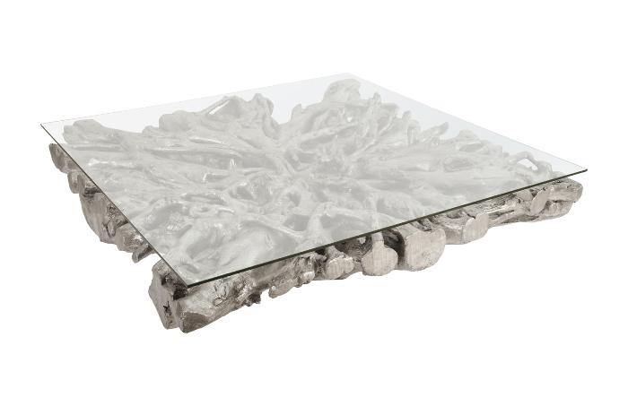Square Root Coffee Table With Glass - Maison Vogue