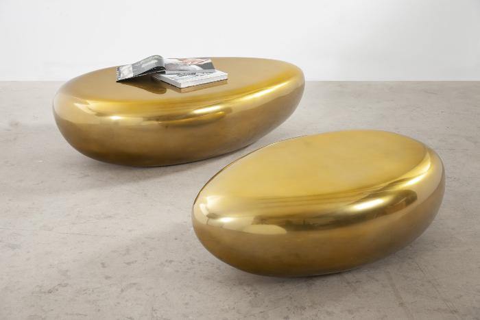 River Stone Coffee Table Large, Liquid Gold - Maison Vogue