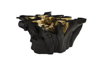 Agnes Root Coffee Table Black, Gold Leaf - Maison Vogue
