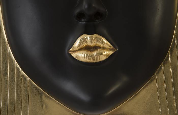 Fashion Faces Wall Art Large, Kiss, Black and Gold Leaf - Maison Vogue