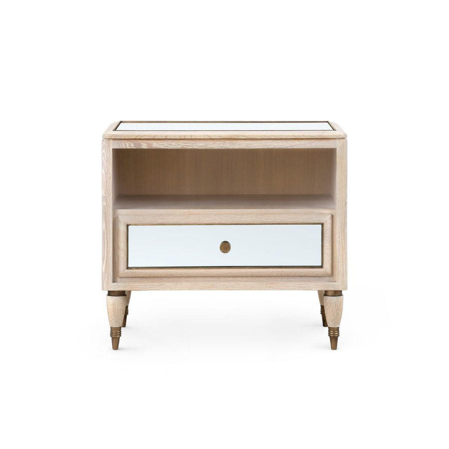 Sofia 1-Drawer Side Table, Bleach Cerused Oak - Maison Vogue