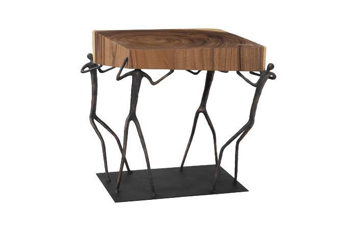 Atlas Side Table Chamcha Wood/Metal, Natural - Maison Vogue