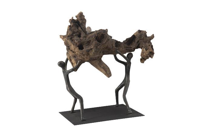 Atlas Lifting Wood Sculpture - Maison Vogue