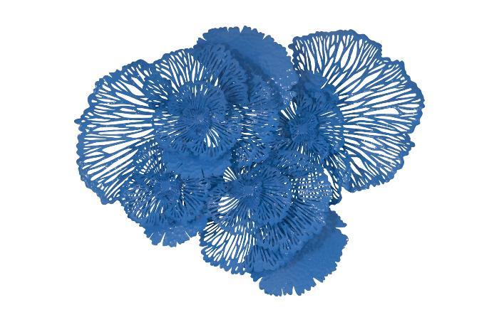 Flower Wall Art Large, Blue, Metal - Maison Vogue