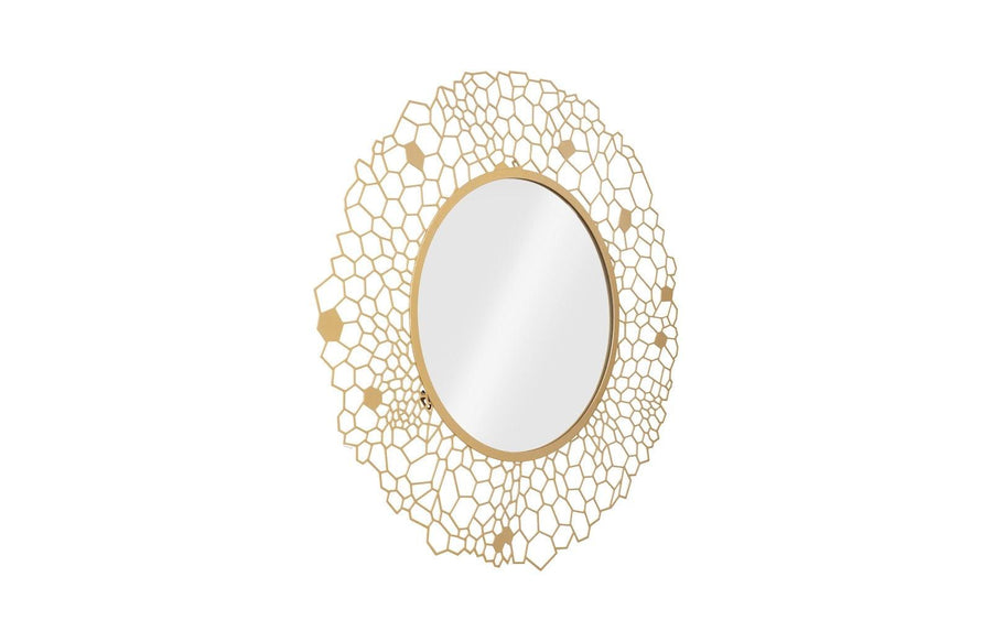Honeycomb Round Brass Mirror - Maison Vogue
