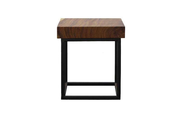 Cubic Side Table with Black Iron Base - Maison Vogue