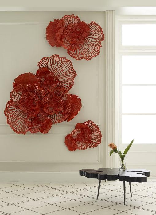 Flower Wall Art Medium, Coral, Metal - Maison Vogue