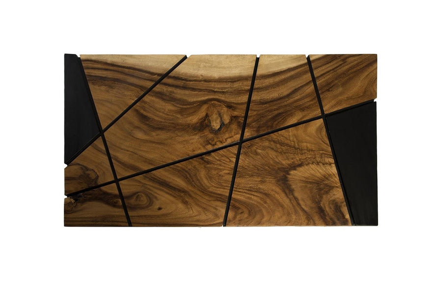 Criss Cross Coffee Table on Black Iron Legs Chamcha Wood - Maison Vogue