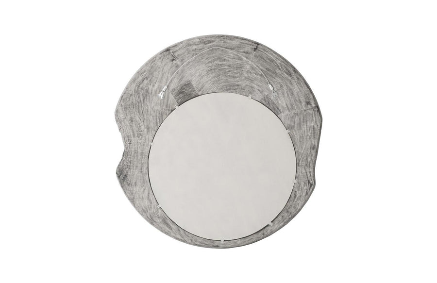 Wood Wall Mirror Gray Stone, Round - Maison Vogue