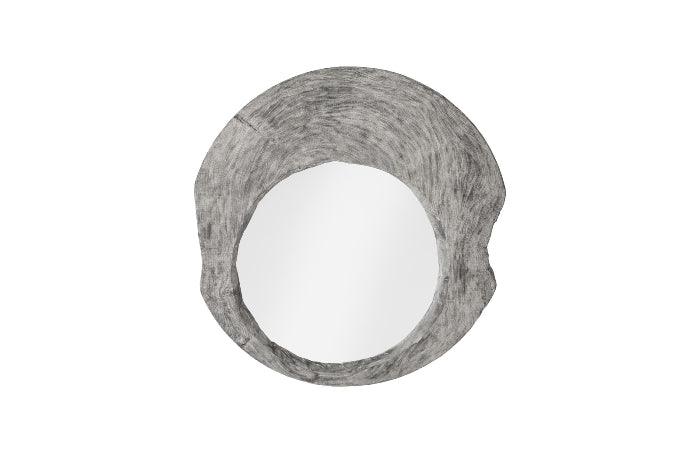 Wood Wall Mirror Gray Stone, Round - Maison Vogue