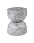 Chamcha Wood Hour Glass Side Table Grey Stone - Maison Vogue